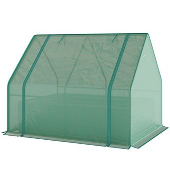4 by 3 Foot Galvanized Raised Garden Bed with Mini Greenhouse Cover and Open Bottom