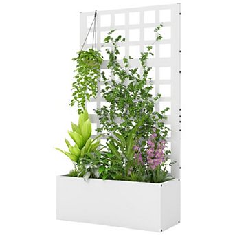 Slim Galvanized Raised Garden Bed with Arched Trellis for Climbing Vines and Vegetables