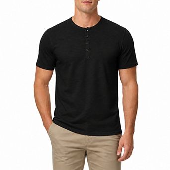Men's Casual Henley Short Sleeve T-Shirt Summer Solid 4-Button Tee
