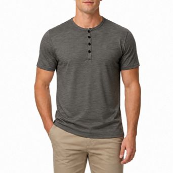 Men's Casual Henley Short Sleeve T-Shirt Summer Solid 4-Button Tee