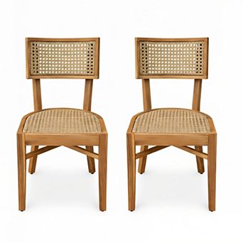 Acacia Wood Patio Dining Chairs Set of 2, Outside Chairs for Backyard, Porch, Yard, Balcony, Garden