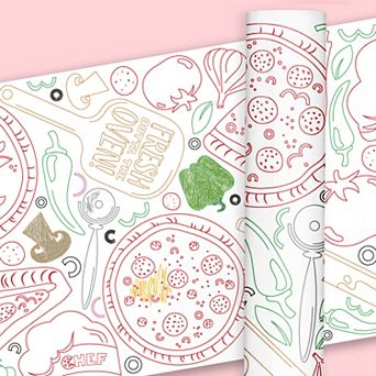 Big Dot of Happiness Pizza Party Coloring Table Runner, 7ft Long Craft & Activity - 1 Roll