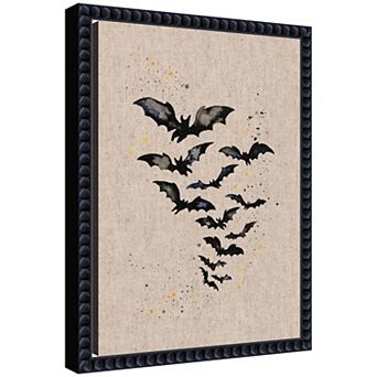 Goth Bats on Neutral by Viola Kreczmer Framed Canvas Wall Art Print