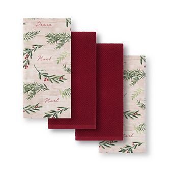 Threadmade Holiday Tree Trimmings Kitchen Towels, Set of 4