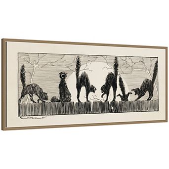 Black Cats at Night Framed Canvas Wall Art Print