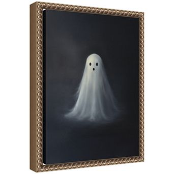 Cute Spooky Ghost on Black by The Creative Bunch Studio Framed Canvas Wall Art Print