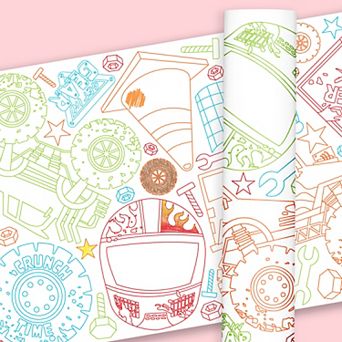 Big Dot of Happiness Smash and Crash Monster Truck Coloring Table Runner, 7ft Long Activity - 1 Roll