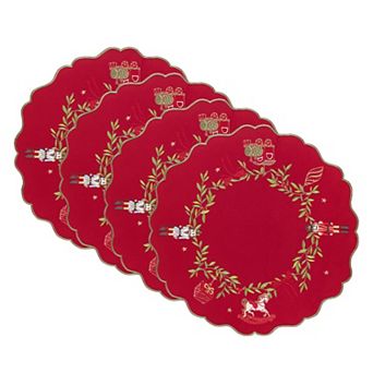 Villeroy & Boch Keepsake Ornaments Velvet Embroidered Round Placemats, Set of 4
