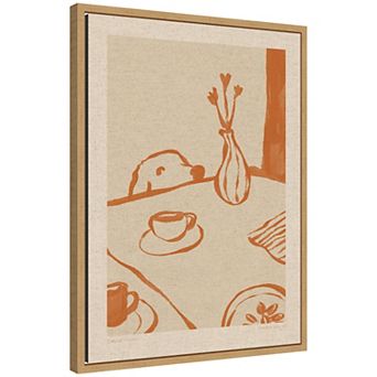 Sneaky Dog 01 on Linen by Chelsea Kuran Framed Canvas Wall Art Print