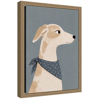 Greyhouse Dog with Bandana by Laura Moss Framed Canvas Wall Art Print