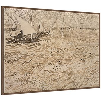 Saintes Maries Boats Van Gogh Framed Canvas Wall Art Print