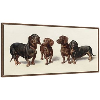 Four Dachshunds Carl Reichert Framed Canvas Wall Art Print