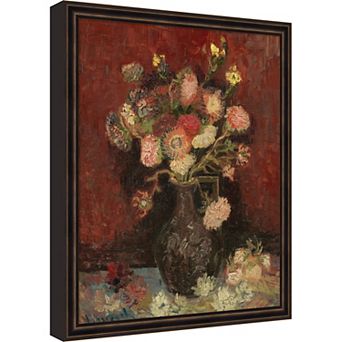 Chinese Asters Van Gogh Framed Mounted Canvas Wall Art Print