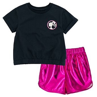 Barbie Cropped T-Shirt and Dolphin Shorts Set