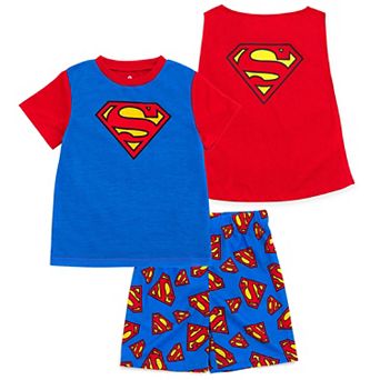 DC Comics Justice League Cosplay Pajama Shirt and Shorts Set with Cape