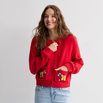 Women's Jollidays Candy Cane Patch Cardigan