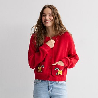 Women's Jollidays Candy Cane Patch Cardigan