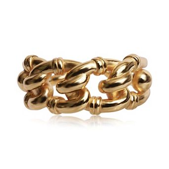 Jewels by Sunaina Lola Adjustable Rope Ring for Women, 18K Gold Plated 925 Sterling Silver