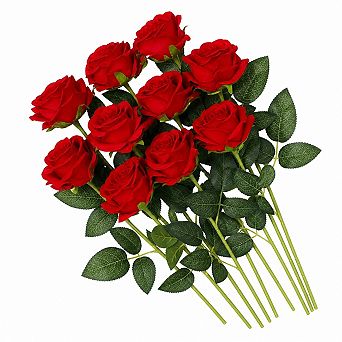 10 pc Artificial Silk Rose Flowers Lifelike Fake Bouquet For Wedding Party Home Decor