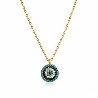 Jewels by Sunaina Irene Evil Eye Necklace with Cubic Zirconia and Turquoise Details