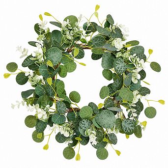 12 Inch Artificial Eucalyptus Wreath For Farmhouse Front Door Home Decor