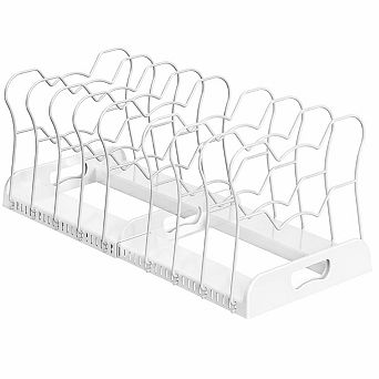 Expandable Pan Organizer Rack 10 Adjustable Compartments Kitchen Cabinet Pots Pans Lids Bakeware