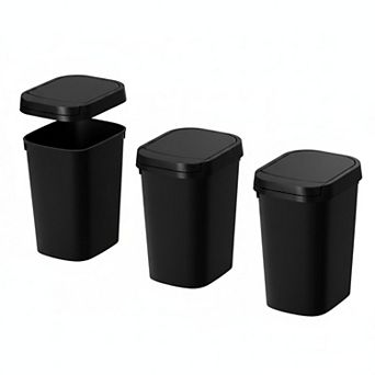3 Pack Small Trash Can With Lid 2.6 Gallon Slim Popup Plastic Wastebasket For Bathroom Bedroom