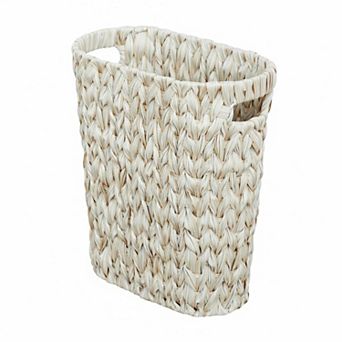 Wicker Trash Can Waterproof Waste Basket with Handles for Bathroom Bedroom Office Large Capacity