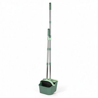 Long Handle Broom and Dustpan Set 5 Layer Bristles Standing Design for Home Office Yard