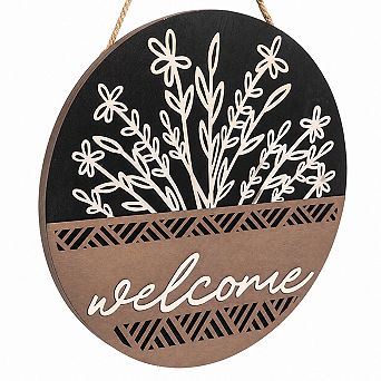 17.7 Inch 3D Floral Welcome Sign Rustic Farmhouse Front Door Decor Housewarming Gift
