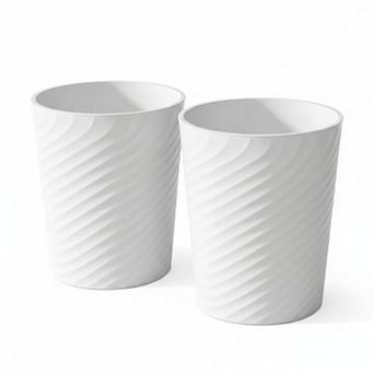 Bathroom Trash Can 1.8 Gallon Small Waste Basket 2 Pack Round Compact Thick PP Plastic No Lid