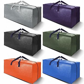 Heavy Duty Extra Large Moving Bags with Backpack Straps Strong Handles Zippers Storage Totes 6-Pack