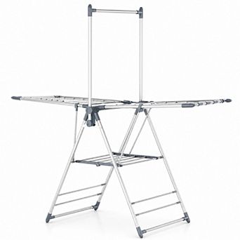 3-Level Clothes Drying Rack with High Hanger, Foldable Laundry Stand