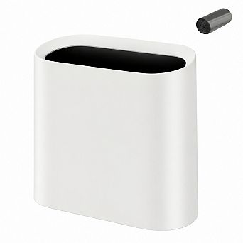 2.3 Gal Slim Rectangular Waste Bin Space Saving Plastic Trash Can for Bathroom Office Kitchen