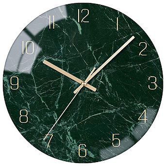 Silent Non Ticking Quartz Wall Clock Modern Marble Texture Home Decor