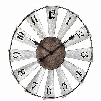 Rustic Windmill Farmhouse Metal Wall Clock Non Ticking Decorative Home Decor
