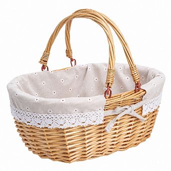 Wicker Picnic Basket With Handles Large Farmhouse Storage Basket For Easter Wedding Gathering