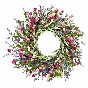 26 Inch Lavender Paper Flower Wreath Farmhouse Year Round Indoor Outdoor Decor