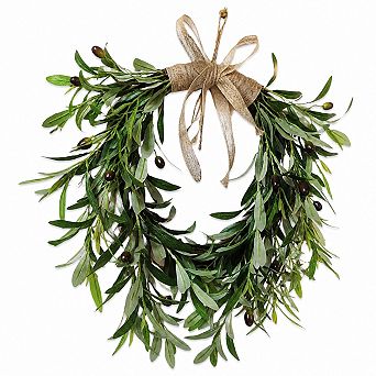 22 Inch Heart Shaped Artificial Olive Leaf Fruit Wreath Farmhouse Wedding Decor