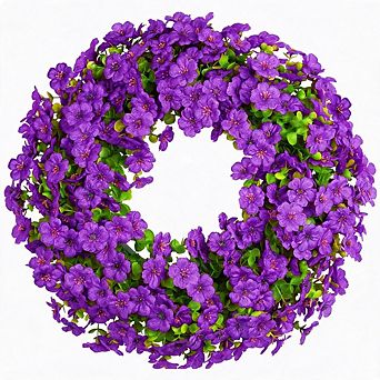 20" Violet Floral Eucalyptus Wreath Spring Summer Front Door Farmhouse Decor