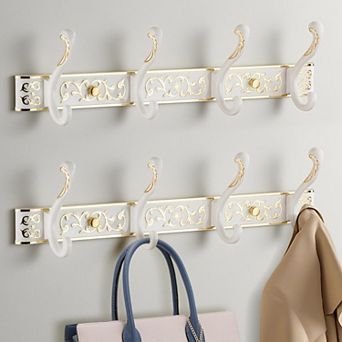 Wall Mounted Solid Aluminum Coat Rack Hooks Double Row Storage For Hanging Clothes Hats Towels