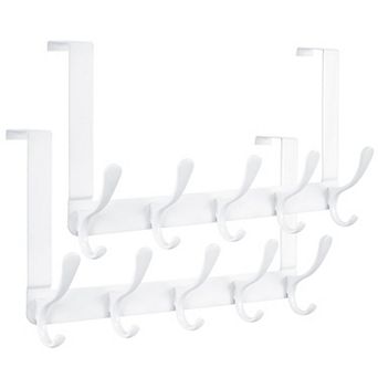 Over The Door Hook Rack 5 Double Hooks Metal Sturdy Hanging Organizer For Coats Towels Hats