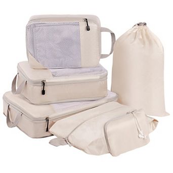 6 Set Travel Packing Cubes Expandable Mesh Organizer Bags Space Saving Lightweight