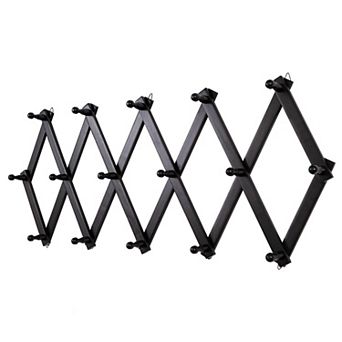 Expandable Wall Hat Rack Solid Wood Adjustable Storage for Hats Coats Bags