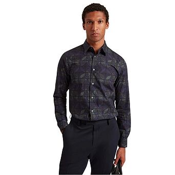 Ted Baker Mens Floral Point Collar Long-Sleeved Shirt