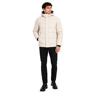 Jack And Jones Mens Colour Block Ribbed Hooded Puffer Jacket