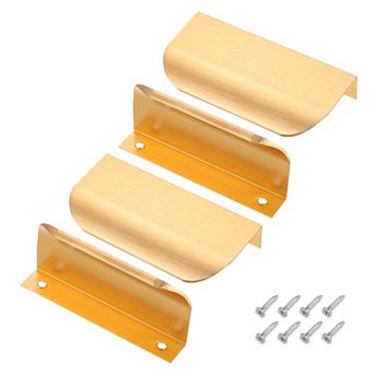 4 pc 3.15''Aluminum Alloy Finger Pulls for Cabinets, Flat Edge Handles with Hidden Back Mount