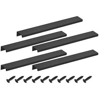 5 pc 9.84''Aluminum Alloy Cabinet Finger Pulls, Edge Back Mount Hidden Handles for Cabinets
