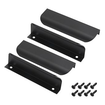 4 pc 4.72"Aluminum Alloy Finger Pulls for Cabinets, Hidden Back Mount Flat Edge Handles