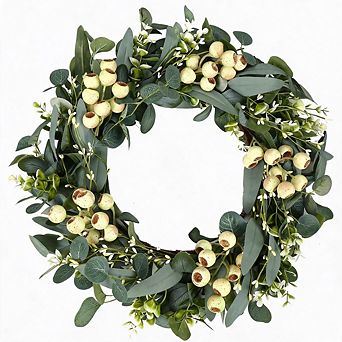 20" Eucalyptus Wreath with Big Berries, All‑Season Wreath
